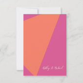 エレガントアーチ型フレームピンクとオレンジ色のフローラ結婚 サンキューカード (裏面)