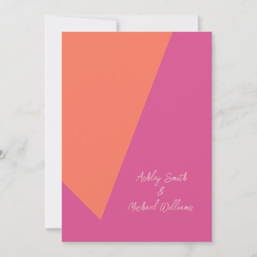 エレガントアーチ型フレームピンクとオレンジ色のフローラ結婚 招待状 (裏面)