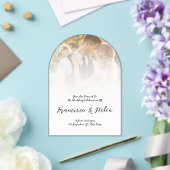 エレガントアーチ形カスタムの写真結婚 アクリル招待状 (インサイチュ (ウェディング))