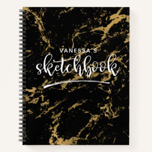 エレガントアーティストSketchbook Your Name Black Marble ノートブック