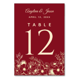 エレガントアートフローラ赤と金ゴールド結婚の テーブルナンバー