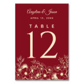 エレガントアートフローラ赤と金ゴールド結婚の テーブルナンバー (裏面)