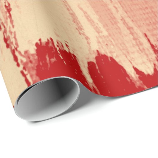 エレガントアート黄金のブラシストローク濃い赤と金ゴールド ラッピングペーパー (ロールコーナー)