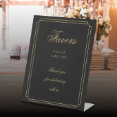 エレガントアールデコの黒と金ゴールドのスクリプトの優先 台座サイン