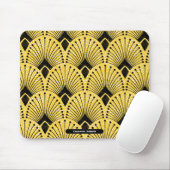 エレガントアールデコイエロータイムレスピーコックパターン マウスパッド (マウス)