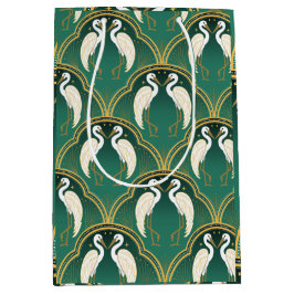 エレガントアールデコクレーン模様 ミディアムペーパーバッグ