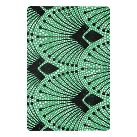 エレガントアールデコグリーン白黒孔雀パターン ミニクリップボード (裏面)