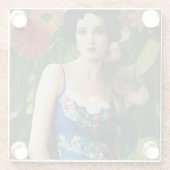 エレガントアールデコスタイル大花芸術 ガラスコースター (裏面)