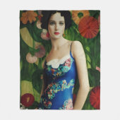 エレガントアールデコスタイル大花芸術 フリースブランケット (正面)