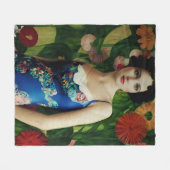 エレガントアールデコスタイル大花芸術 フリースブランケット (正面(横))