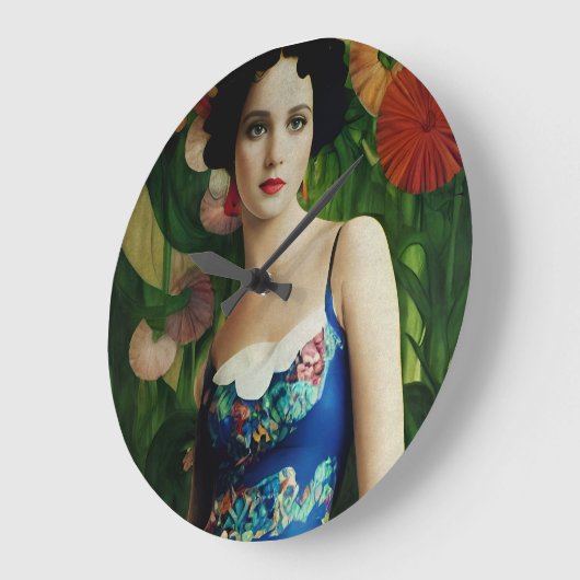 エレガントアールデコスタイル大花芸術 ラージ壁時計 (傾斜)