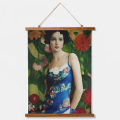 エレガントアールデコスタイル大花芸術 吊り下げ型タペストリー (正面)