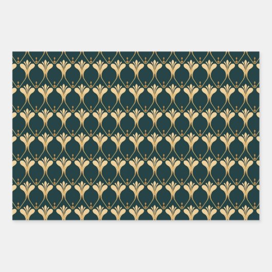 エレガントアールデコタイル模様 ラッピングペーパーシート (正面)