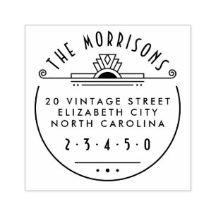 エレガントアールデコファミリ名ラウンド差出人住所 ラバースタンプ