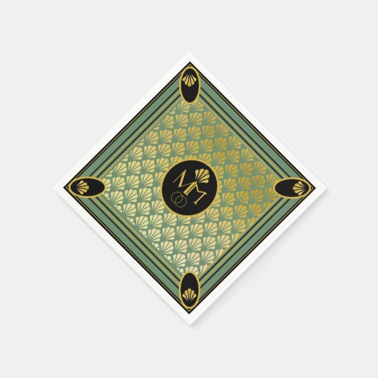 エレガントアールデコファンパター結婚ン スタンダードカクテルナプキン (角)