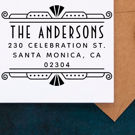 エレガントアールデコフレームファミリ名差出人住所 セルフインキングスタンプ