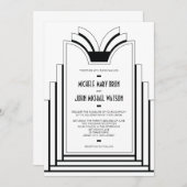 エレガントアールデコフレームレトロ結婚式招待状 招待状 (正面/裏面)