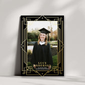 エレガントアールデコフレーム写真実在卒業 箔招待状