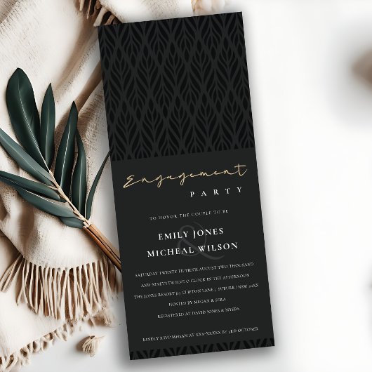 エレガントアールデコブモダンラック金ゴールドフォント婚約 招待状