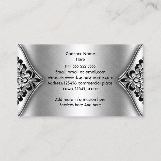 エレガントアールデコブラック銀フローラメタルの外観 名刺 (裏面)