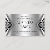 エレガントアールデコブラック銀フローラメタルの外観 名刺 (正面)