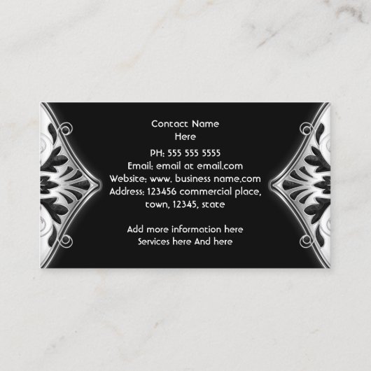 エレガントアールデコブラック銀フローラ 名刺 (裏面)