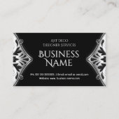 エレガントアールデコブラック銀フローラ 名刺 (正面)