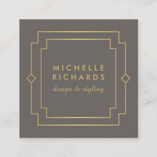 エレガントアールデコプロフェッショナルトープ/金ゴールド スクエア名刺 (正面)