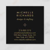 エレガントアールデコプロフェッショナルブラック/金ゴールド スクエア名刺 (裏面)