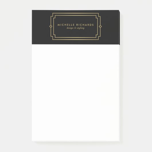 エレガントアールデコプロフェッショナルブラック/金ゴールド ポストイット (正面)