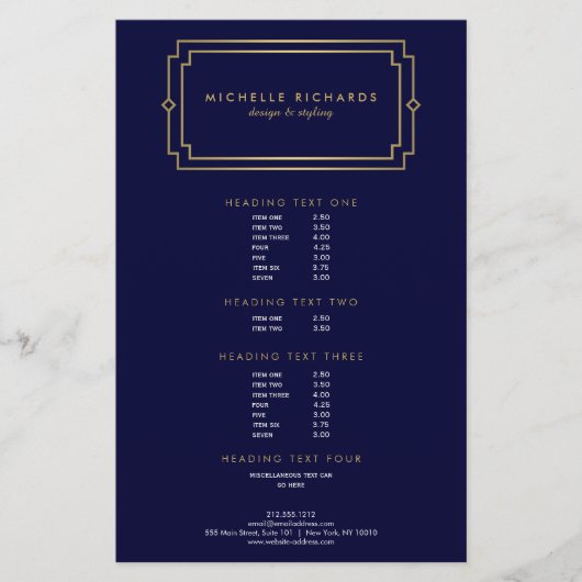 エレガントアールデコプロフェッショナル海軍/金ゴールド チラシ (正面)