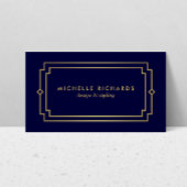 エレガントアールデコプロフェッショナル海軍/金ゴールド 名刺