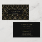 エレガントアールデコプロフェッショナル |ブラックと金ゴールド 名刺 (正面/裏面)