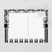 エレガントアールデコヴィンテージフローラダマスクとストライプ ポストカード (裏面)