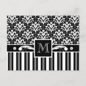 エレガントアールデコヴィンテージフローラダマスクとストライプ ポストカード (正面)