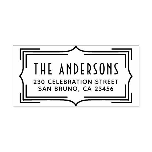 エレガントアールデコ枠 |カスタム差出人住所 ラバースタンプ (インプリント)