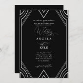 エレガントアールデコ白黒結婚ズ 招待状 (正面/裏面)