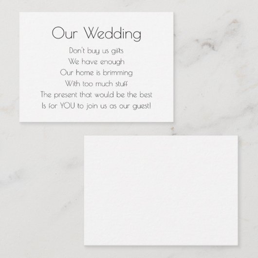 エレガントアールデコ結婚の贈答用詩 エンクロージャーカード (正面/裏面)