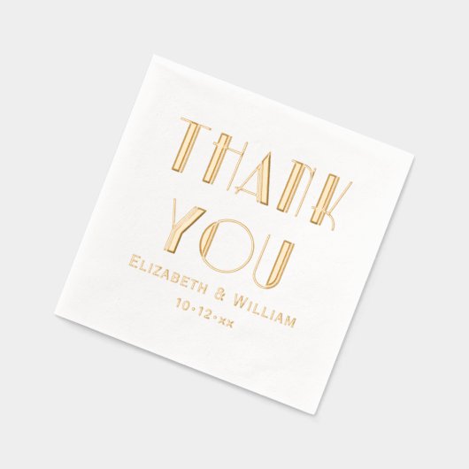 エレガントアールデコ結婚タイポグラフィありがとうご#1 箔ナプキン (左)