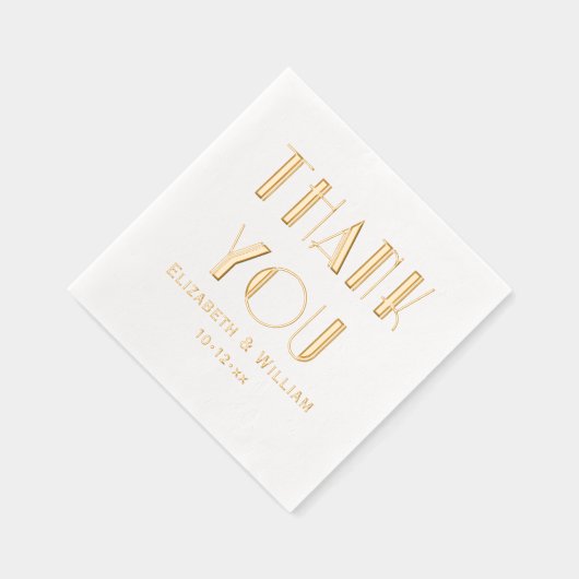 エレガントアールデコ結婚タイポグラフィありがとうご#1 箔ナプキン (右)