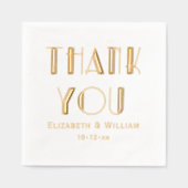 エレガントアールデコ結婚タイポグラフィありがとうご#1 箔ナプキン (正面)