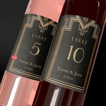 エレガントアールデコ金ゴールドと黒のテーブル番号ラベル