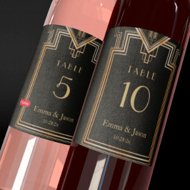 エレガントアールデコ金ゴールドと黒のテーブル番号ラベル シール