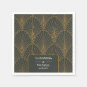 エレガントアールデコ金ゴールドグ結婚リーン スタンダードカクテルナプキン (正面)