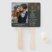 エレガントアールデコ金ゴールドグ結婚リーン ハンドファン (正面&裏面)