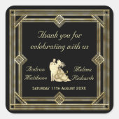 エレガントアールデコ金ゴールドブラック結婚式の引き出物カスタム スクエアシール (正面)