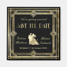 エレガントアールデコ金ゴールド黒の保存日付