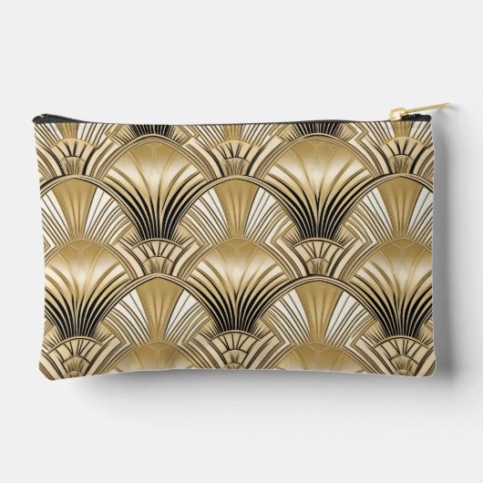 エレガントアールデコ金ゴールド黒パターン アクセサリーポーチ (裏面)