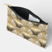 エレガントアールデコ金ゴールド黒パターン アクセサリーポーチ (見開き)