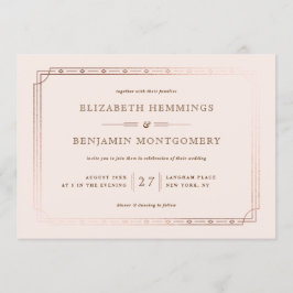 エレガントアールデコ金縁ど箔赤面結婚ズ 招待状